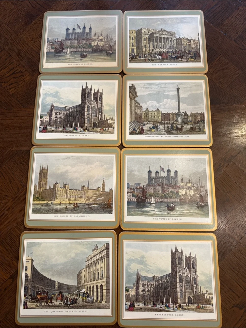 Pimpernel London Landmark small placemats — Blue, Brown, Cream, Gold Accents